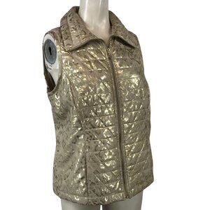 ZENERGY BY CHICO'S ~ WOMENS SZ 1 ~ TAN GOLD FULL ZIP VEST